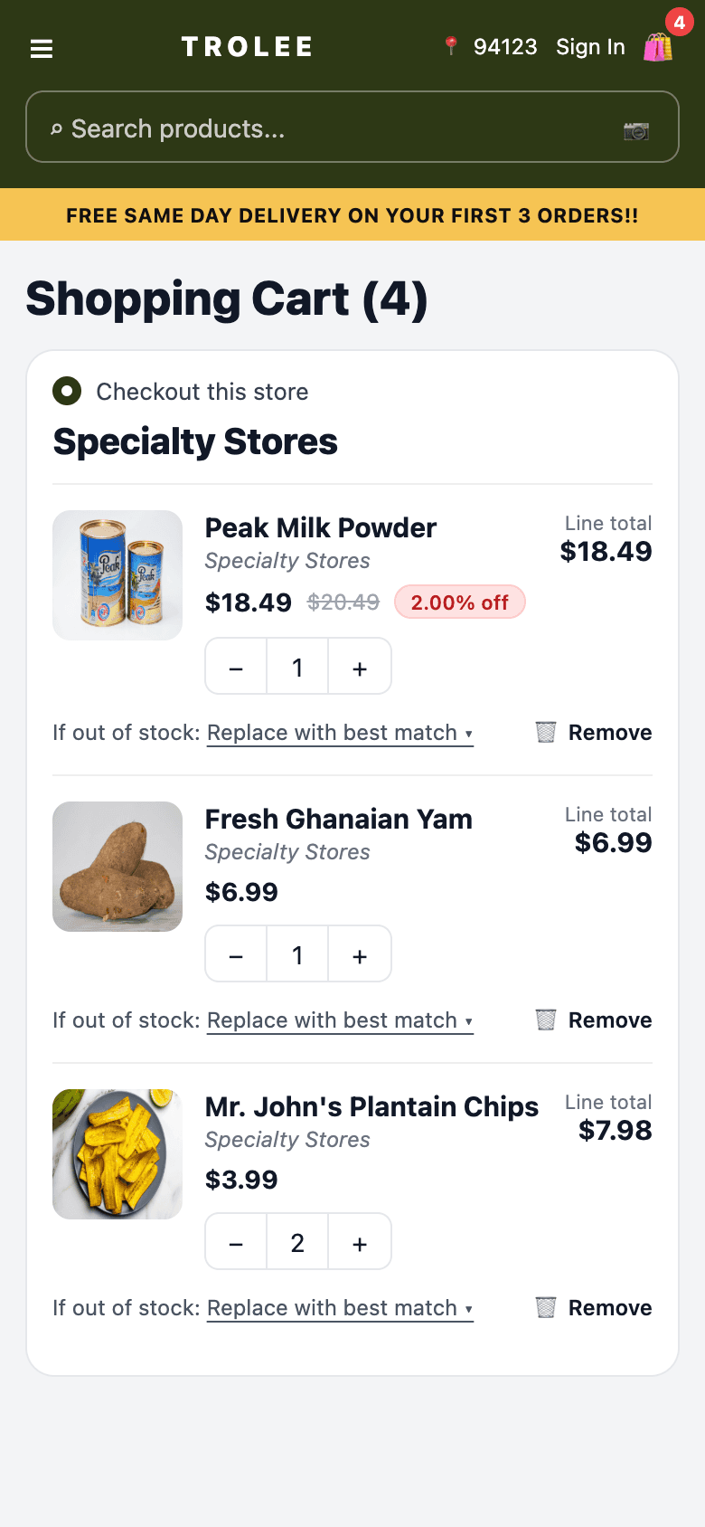 Customer checkout